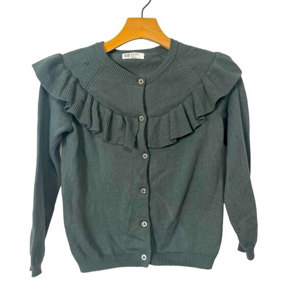 H&M Sage Green Cardigan Size 10/12 - Picture 1 of 5
